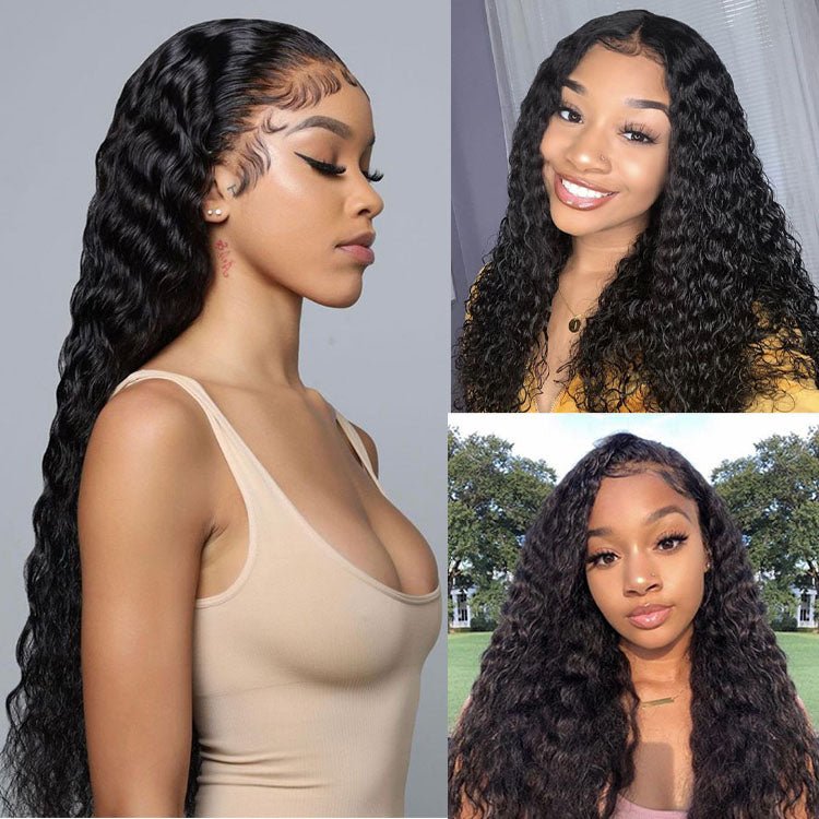 Ear to Ear Lace Frontal Wig Water Wave Hair Peruvian Human Hair Wet And Wavy Lace Front Wigs - Superlovehair